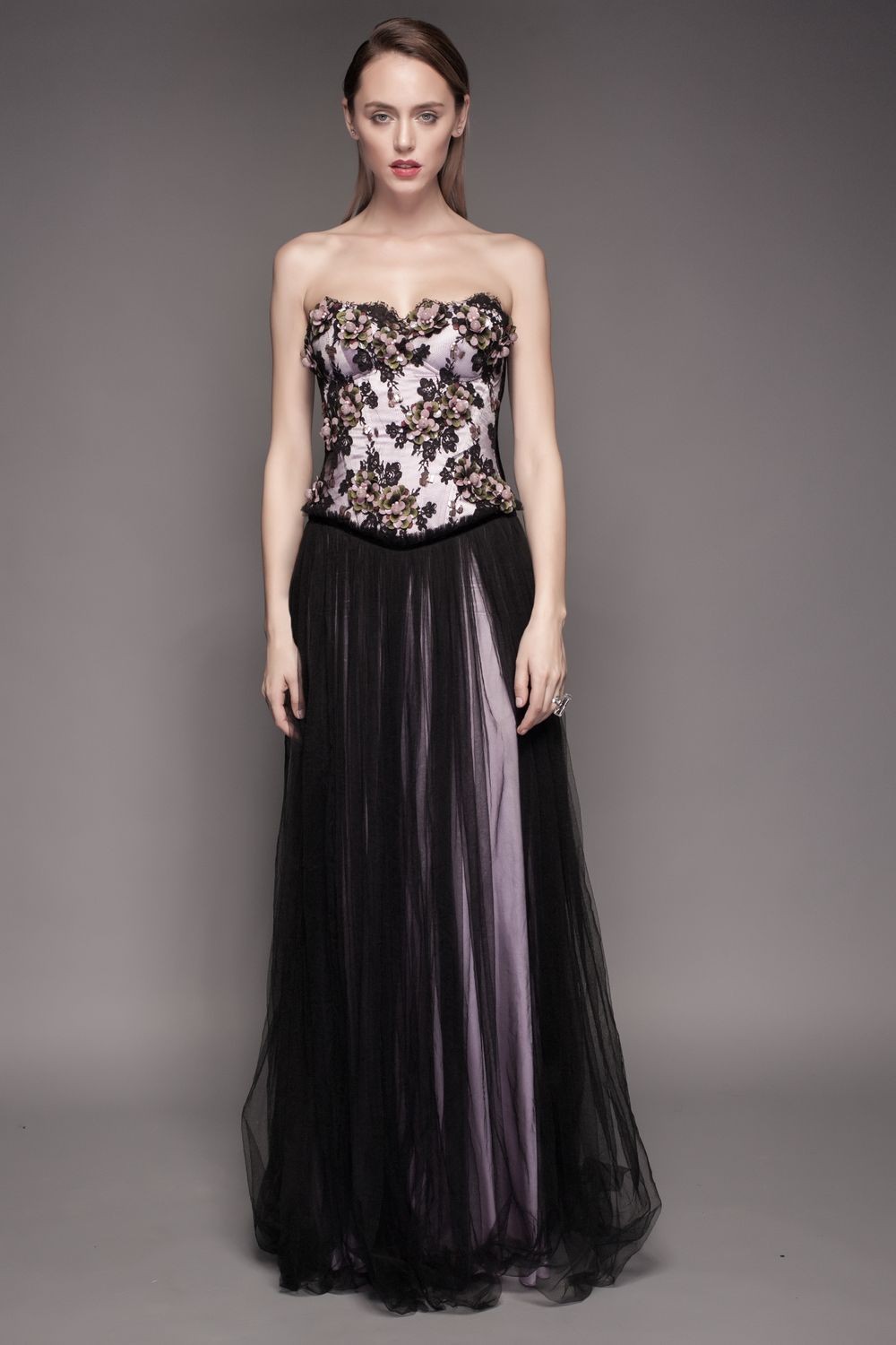 Strapless bustier evening gown Tanya